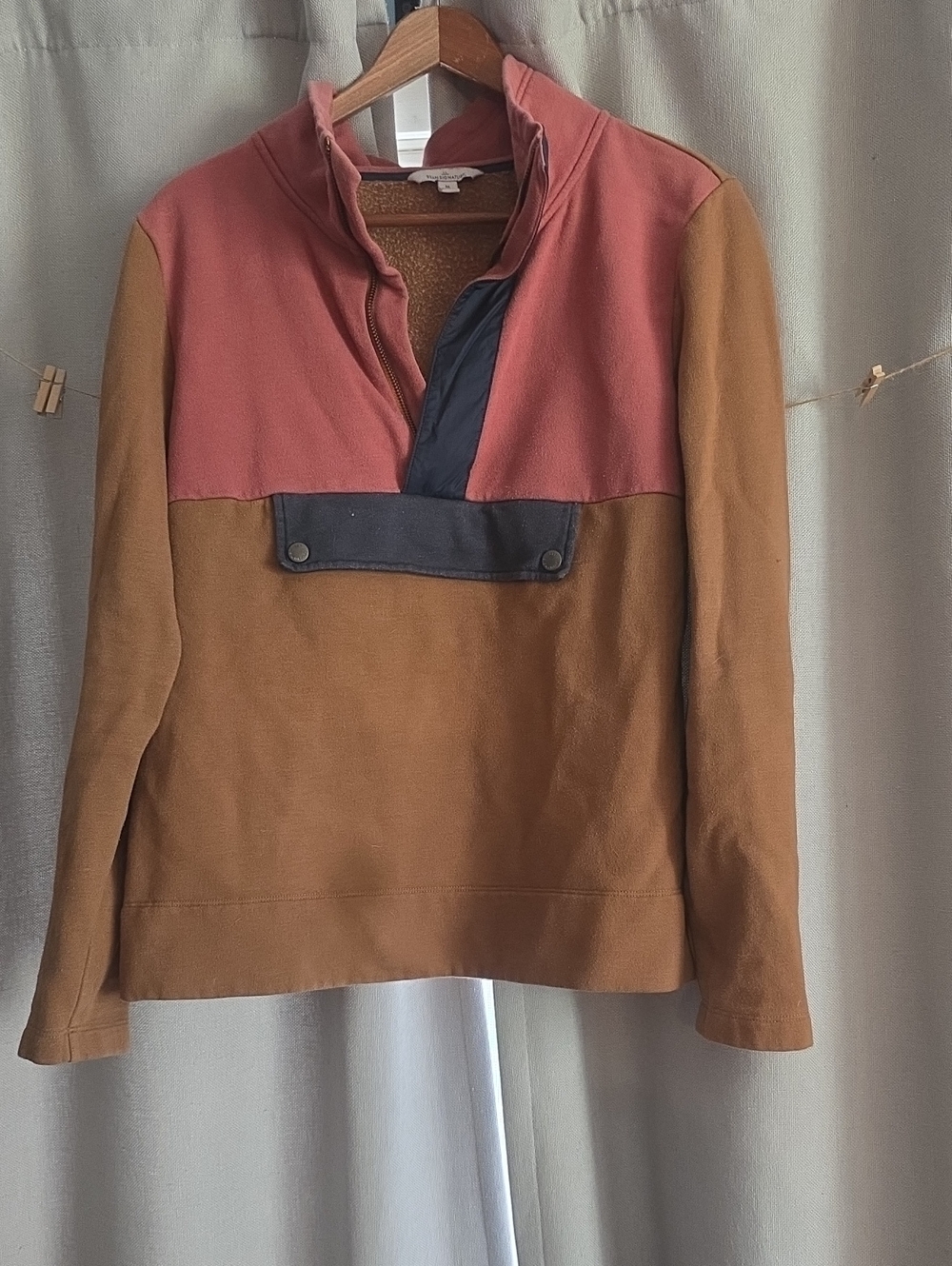 Signature Colorblock Pullover in Rust and Dusty Rose